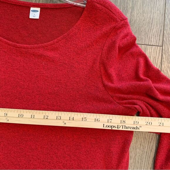 OLD NAVY SWEATER WOMEN’S LARGE RED SCOOP NECK KNIT POLYESTER SPANDEX. - Picture 10 of 11